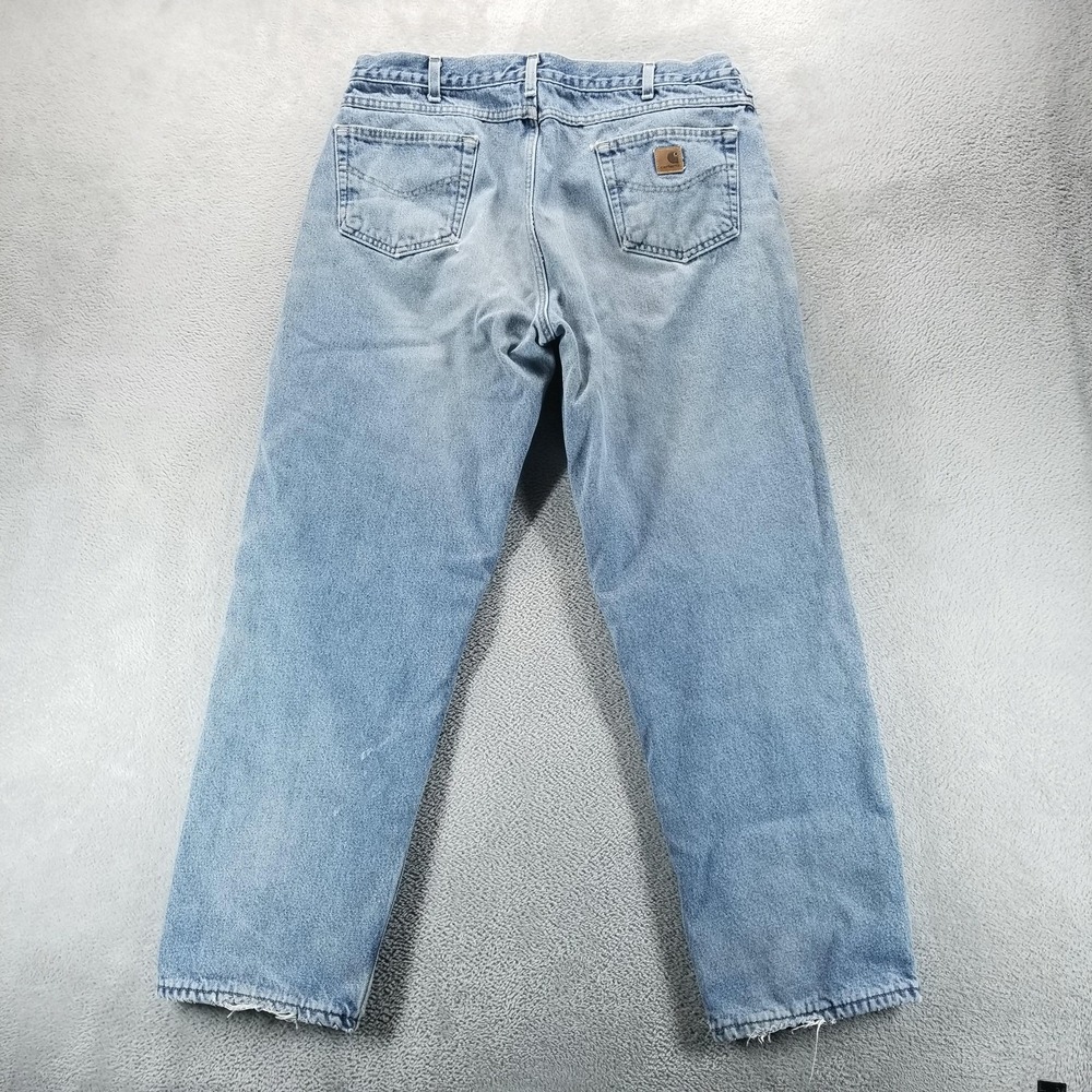 Carhartt Jeans Mens 40x34 Blue B172 DST Relaxed Straight Flannel Lined